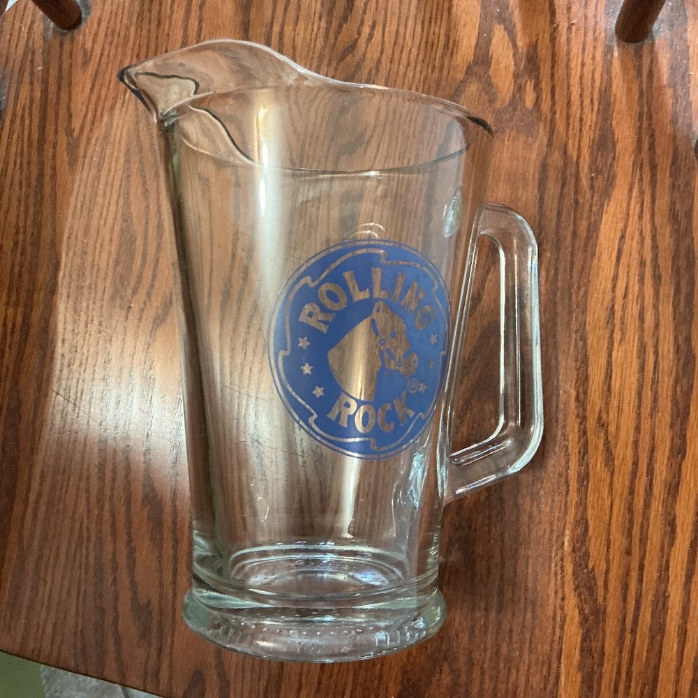 Vintage Rolling Rock beer pitcher